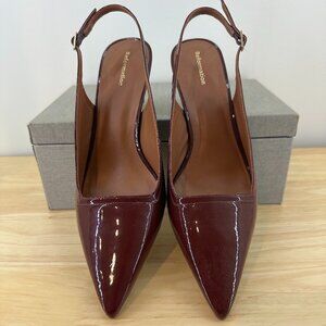 Reformation Wrenley Heeled Slingback in Wine Patent Women 8.5